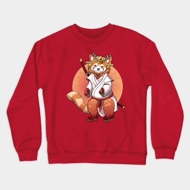 Red Panda Samurai Crewneck Sweatshirt by LediDi17